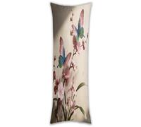 Butterfly Perches on The Spring Branch. Body Pillow Cover for Hot Sleepers Soft Long Pillowcase with Hidden Zipper Breathable Long Pillow Case Print Pattern Body Pillow Case for Sofa Bed 18.9 "X 53"
