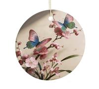 Butterfly Perches on The Spring Branch. Ceramic Christmas Ornament,Wall Hanging Decor Windows Hanging Decor Best Friend Birthday Gifts, Friendship Gifts Car Hanging Ornament Gift for Women, Girls, Tea