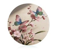 Butterfly Perches on The Spring Branch. Tempered Glass Cutting Board Easy to Clean Cutting Board Portable Small Butcher Block Stylish Non-Slip Round Chopping Boards for Kitchen Countertop Decor