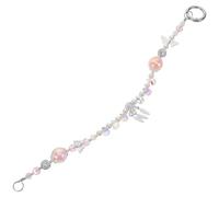 Butterfly Phone Charm Strap with Artificial Crystal Alloy for Women | Pink Wrist Lanyard, Elegant Style for Travel and Shopping, Decorates Purses and Keychains