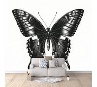 Butterfly Photo Wallpaper Abstract Black and White Butterfly Wallpaper Mural 3D Art Print, Non-Woven Wall Paper, Decoration Poster Picture Mural 500 × 280 cm / 196.8" × 110" for Living Room Bedroom