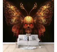 Butterfly Photo Wallpaper Fantasy Skull Butterfly Wall Paper 250 × 175 cm / 98.4" × 68.8" - Non-Woven Mural, Art Print Wall Mural Decoration Poster Picture Design Modern 3D Effect