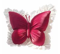 Butterfly Pillow 16" X 16",Butterfly Shaped Throw Pillow with Lace Trim,Soft Butterfly Stuffed Seat Cushion for Sofa Couch Bed Car Office, Valentines Day Gift (red)