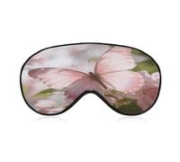 Butterfly Pink Eye Mask with Adjustable Strap Soft Breathable Sleep Mask for Home Office Travel Airplane Light Blocking Comfortable Eye Covers for Women Men