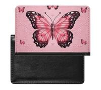 Butterfly Pink Passport Holder Passport Cover Protector Essentials with Credit Card Slots for Women Men