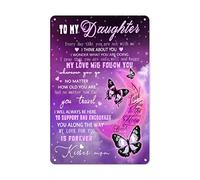 Butterfly Pink to My Daughter Sign Gifts for from Mom Gift Metal Aluminum Healing Thoughts Love Wall Decor Poster Home Bedroom Bar Restaurant Cafe Club 6x8 Inch