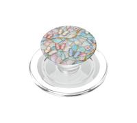 Butterfly Pink White Blue Stained Art Stain Butterflies PopSockets PopGrip for MagSafe