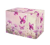 Butterfly Pink Wildflower Wind-Resistant Dog Crate Cover Roll-up Side Panels Pet Cage Cover with Mesh Windows Large