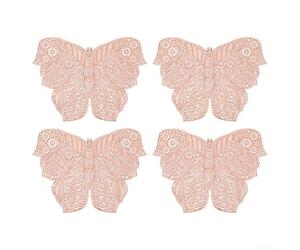 Butterfly Placemats Set of 4, Heat Resistant PVC Decorative Place Mats for Kitchen Dining Table, Easy to Clean Non-Slip Table Mats for HOMEs Restaurant(pink)