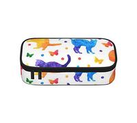 Butterfly Polka Dot and Cat Pencil Case Large Capacity Pen Bag Office Stationery Bag Cosmetic Bag with Compartments for Girls Boys and Adults