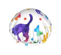 Butterfly Polka Dot And Cat Print Shower Cap For Women Reusable Double Layer Stylish Soft Bath Cap With Lining Elastic Band