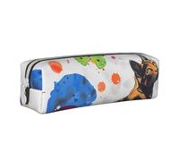 Butterfly Polka dot and cat Printed Leather Pencil Case Simple Pen Pencil Pouch Office Large Pencil Bag Stationery Box for Men Women Teens Students