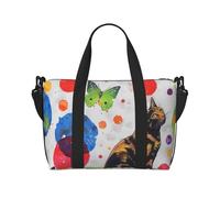 Butterfly Polka dot and cat Printed Travel Bag Duffle Bag for Men Women, Large Water Resistant Gym Bag Weekend Holdall Bag with Shoulder Strap
