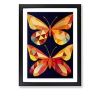 Butterfly Polygon Framed Wall Art Print A2 Black