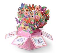 Butterfly Pop-Up Birthday Card, 3D Butterfly Flower Birthday Card with Envelope Colorful Pop-Up Creative Gift Idea for Party Decorations Supplies