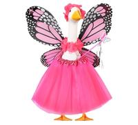Butterfly Porch Goose Outfit - 5-Piece 17-23 Inch Tutu Wings Wand Crowns Costume | Fabric Butterfly Outfit For Porch Goose Decor | Seasonal Goosee Clothing Accessories For Garden Patio