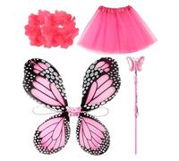 Butterfly Porch Goose Outfit | 5-Piece Fabric Costume Set For 17-23 Inch Lawn Goose Statues, Includes Tutu Skirt, Wings, Wand And Flower | Garden Patio Courtyard Balcony Decorative Apparel For H
