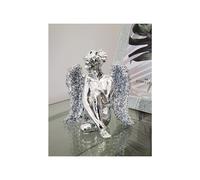 Butterfly Praying Sitting Angel Silver Ornament 20cm