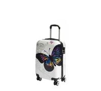 House Of Leather Butterfly Print Hard Shell Four Wheel Expandable Luggage Multicolour Suitcase Cabin Size