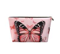 Butterfly Print Makeup Bag, Small Travel Cosmetic Bag Toiletry Bag Portable Makeup Pouch with Gold Zipper for Women Girls