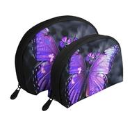 Butterfly Print Shell-Shaped 2-Piece Makeup Bag Set Travel Cosmetic Organiser Stylish Storage for Beauty & Gifts for Women Girls