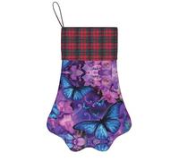 Butterfly Print Xmas Tree Decor Christmas Pet Paw Stocking Family Holiday Dog Cat Gift Stockings