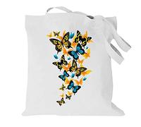 Butterfly Printed Canvas reusable grocery bags, Foldable Casual Travel HandBag, Shoulder Beach Tote Bags, Shopper bag eco friendly super strong washable Storage bags Shopping bag Canvas bag for Women