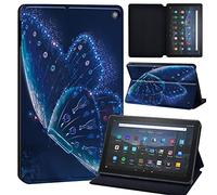 Butterfly Printed Case Compatible with All-New Amazon Kindle Fire HD 8 & 8 Plus Tablet (12th Gen/10th Gen, 2022/2020 Release) 8 Inch Thin Premium PU Leather Folio Case Cover (blue glowing butterfly)