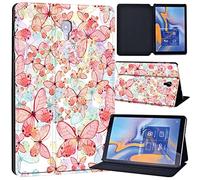 Butterfly Printed Leather slim lightweight Stand Cover Case for Samsung Galaxy Tab A 10.5 T590 T595 Case (Model: SM-T590 SM-T595), Cover with Stand Function (pink butterfly)