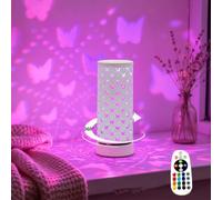 Butterfly Projector Night Light, Butterfly Shaped Cutout Lamp with Remote RGB Dimming USB Powered 360° Silent Rotation for Bedroom Living Room Decor Gift for Family