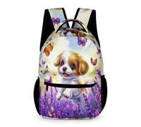 Butterfly Puppy Bookbag Primary for Boys Age 13 Cute Dog School Backpack for Girls Years 1-3 Lightweight Durable Daypack Books Bottle Umbrella Weekend Travel Outdoor