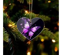 Butterfly Purple Christmas Ornaments - Xmas Tree Hanging Ornaments, Personalized Acrylic Love Christmas Pendant for Holiday Keepsake Gifts
