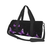Butterfly Purple Duffle Bag With Shoes Compartment And Adjustable Strap,Foldable Travel Duffel Bags For Men Women,Waterproof Duffel Bags, Black, One Size