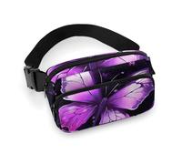 Butterfly Purple Fanny Pack for Women Men Waist Bag Belt Bag Adjustable Casual Bag for Travel Sports Hiking, white, 7.9x5.1inches