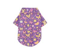 Butterfly Purple Golden Cartoon Summer Dog Shirts Collared Polo T-Shirts Button Up Lightweight and Breathable Pet Summer T-Shirts Puppy Clothes Perfect for Everyday Wear, and Photoshoots L-5XL