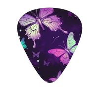 Butterfly Purple Guitar Plectrums, 12 Pcs Lightweight Guitar Plectrums, 0.46mm/0.71mm/0.96mm Thickness For Acoustic Guitar Acoustic Electric Guitar Ukulele Bass