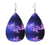 Butterfly Purple Leather Earring For Women Teardrop Earrings Trendy Leather Earrings Dangle Jewelry Gifts For Mom Wife Daughters