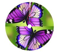 Butterfly Purple Print Christmas Tree Skirt 48 Inch Xmas Tree Skirts Mat with Design for Merry Holiday Party Decorations Indoor