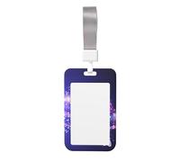 Butterfly Purple Print Id Badge Holder Sliding Card Holder Vertical Card Protector Cover Case Teacher Lanyard for Office Women Men