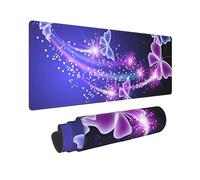 Butterfly Purple Print Large Mouse Pad Non-Slip Desk Pad Protector Computer Keyboard Pad for Office Home 80 * 30 cm