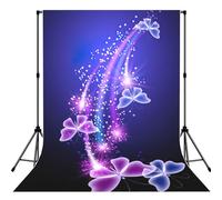 Butterfly Purple Print Photo Studio Background 5x7ft Soft Photo Backdrop Curtain For Studio Content Creator Equipment