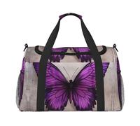 Butterfly Purple Print Travel Foldable Waterproof Lightweight Carry On Luggage Bag with Shoulder Strap