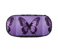 Butterfly Purple Print Unisex Pencil Case Pouch - Compact Design for Pencils, Small Items - Double-Headed Zipper