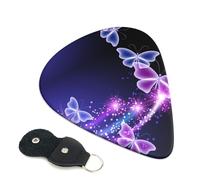 Butterfly Purple Printed Guitar Picks 6 Pcs Guitar Plectrum Acoustic Electric Guitar Pick For Bass Electric Acoustic Guitars Ukulele Thin Medium Thick Set 0.71mm