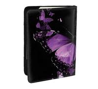 butterfly purple Printed Passport Holder - 6.5 x 4.5 Inch RFID Blocking Travel Wallet,Stylish Passport Cover,Lightweight Document Organizer for Cards