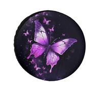 Butterfly Purple Weatherproof Spare Tire Cover, Tire Diameters 24" to 36", Universal Waterproof Wheel Protectors for Trailers, Trucks