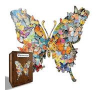 Butterfly Puzzle Board Game, Solid Wood Learning Toy for Fine Motor Skills, Intricate Interlocking Jigsaw Pieces for Adults and Friends