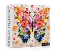 Butterfly Puzzles for Adults 1000 Pieces, Challenging Colorful Flower Butterflies Puzzles with Paper Art, Difficult Animal Plant Jigsaw Puzzles for Adults