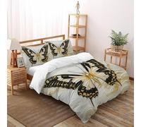 Butterfly Relief Bedding Set 3 Pieces 3D Digital Printing Elegant Sylvan Insect Duvet Cover Set Chic Breathable Comforter Cover Girl Woman with Pillowcase Super King（260x220cm）