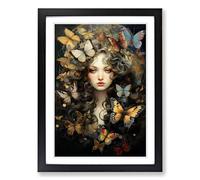 Butterfly Renaissance Framed Wall Art Print A2 Black